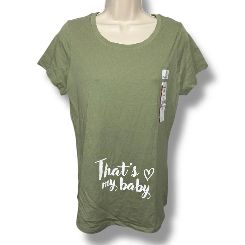 Time and Tru Women’s Maternity Graphic Tee Fresh Fern